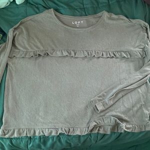 LOFT cropped Ruffle Top Sage Green XL